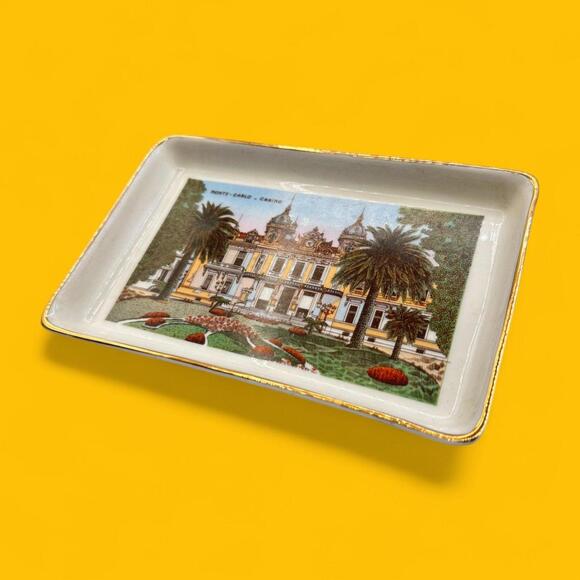 Monte Carlo Casino Vintage Trinket Plate or Tray - Hollywood Regency Chic - Picture 3 of 8